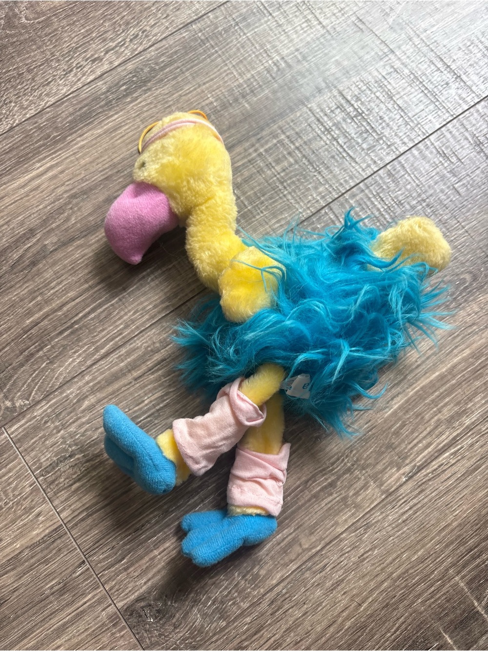 Vintage Russ Plush Ostrich with exercise gear on